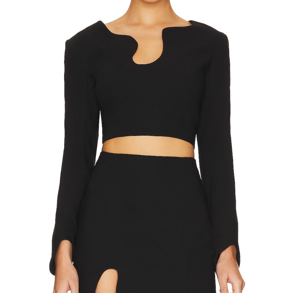 Amanda Uprichard Puzzle Long Sleeve Top in Black